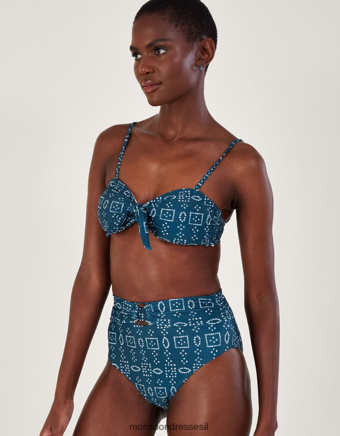 הַלבָּשָׁה Monsoon חולצת ביקיני בצבע באטיק עם פוליאסטר ממוחזר כחול (צי) נשים HTJ0TZ230