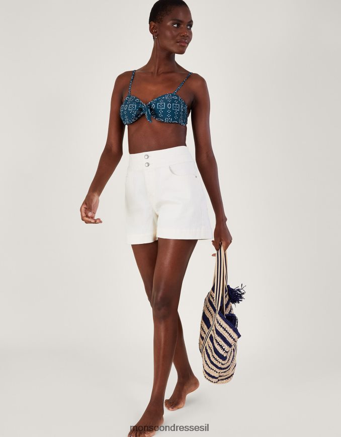 הַלבָּשָׁה Monsoon חולצת ביקיני בצבע באטיק עם פוליאסטר ממוחזר כחול (צי) נשים HTJ0TZ230