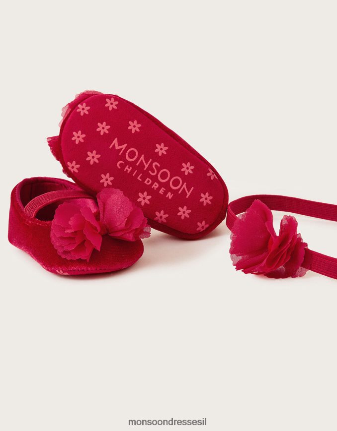 הַנעָלָה Monsoon הליכונים מקטיפה קנקן אדומים אָדוֹם יְלָדִים HTJ0TZ2313