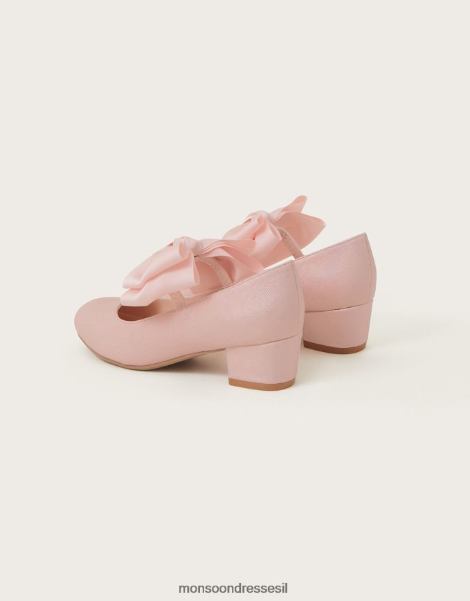 הַנעָלָה Monsoon נעלי עקב קשת סאטן פרג וָרוֹד ילדה HTJ0TZ2328