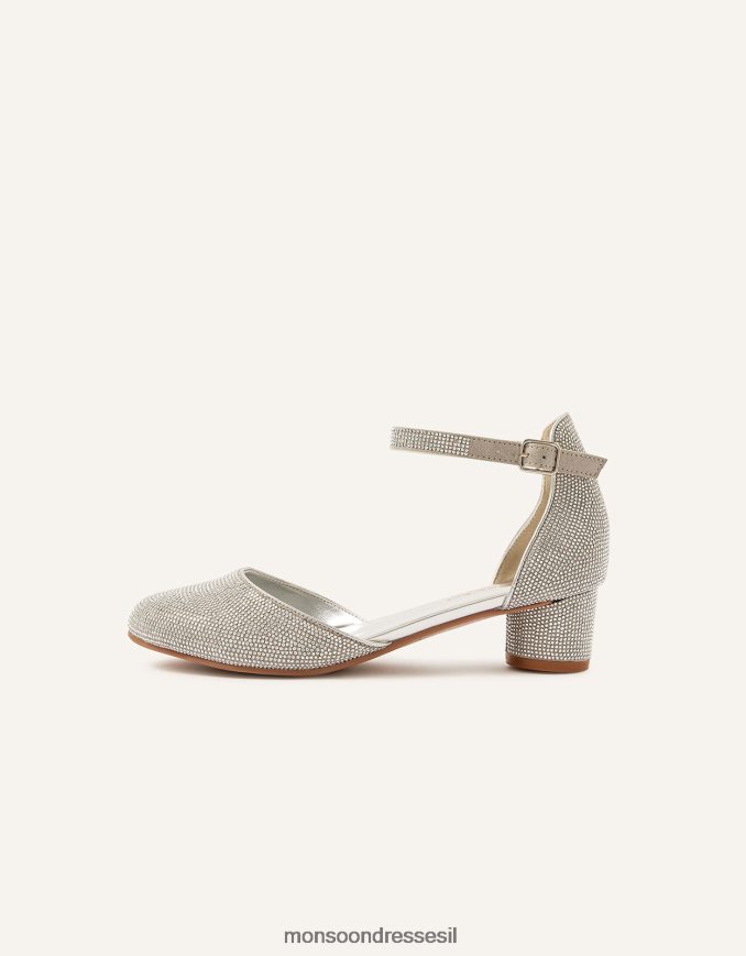 הַנעָלָה Monsoon נעלי עקב שני חלקים מנצנץ כסף ילדה HTJ0TZ2329