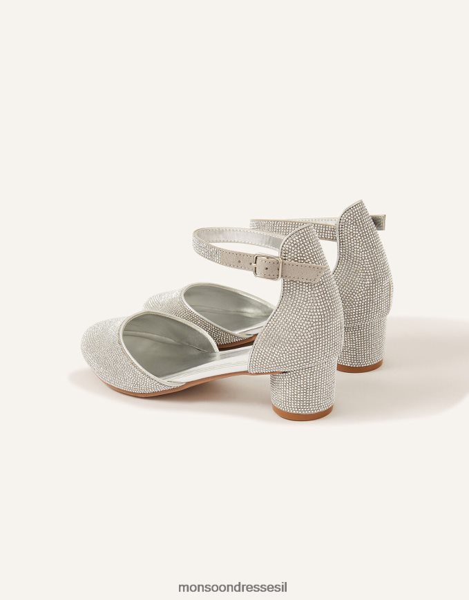 הַנעָלָה Monsoon נעלי עקב שני חלקים מנצנץ כסף ילדה HTJ0TZ2329