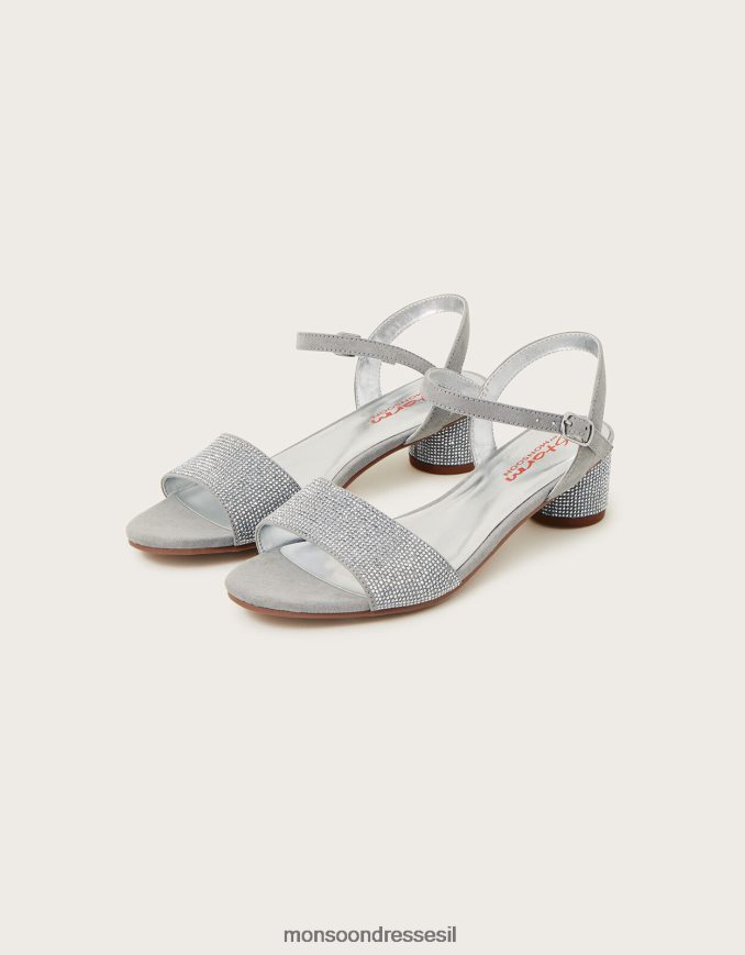 הַנעָלָה Monsoon סנדלי עקב פרט ניטים כסף ילדה HTJ0TZ2333