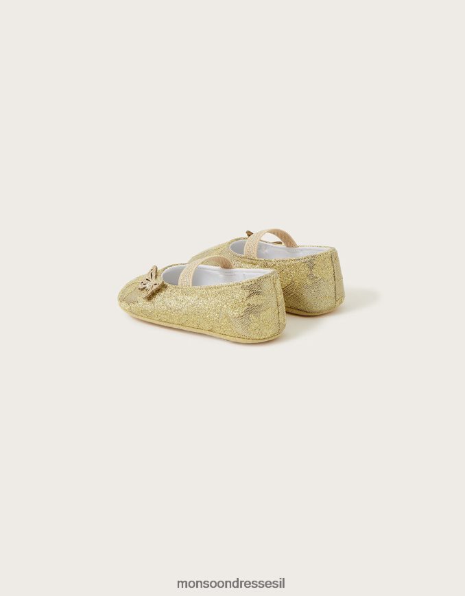 הַנעָלָה Monsoon נעלי פרפר תחרה זהב יְלָדִים HTJ0TZ2335