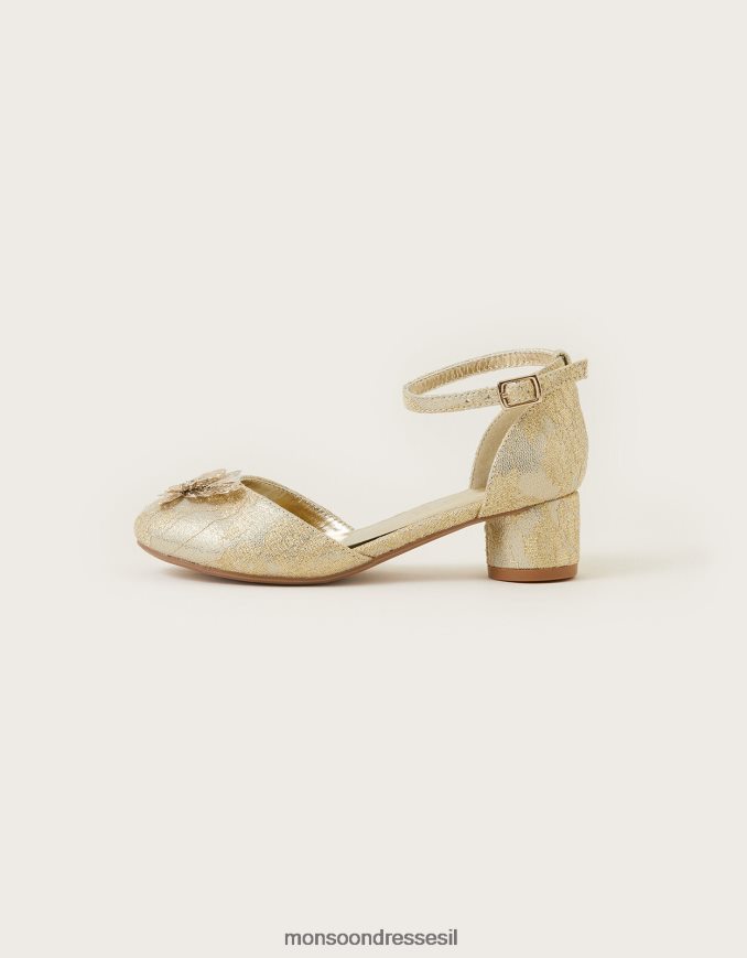 הַנעָלָה Monsoon נעלי עקב שני חלקים של פרפר תחרה זהב ילדה HTJ0TZ2336