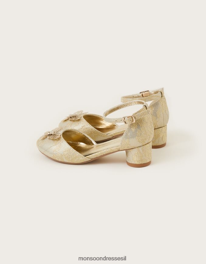הַנעָלָה Monsoon נעלי עקב שני חלקים של פרפר תחרה זהב ילדה HTJ0TZ2336