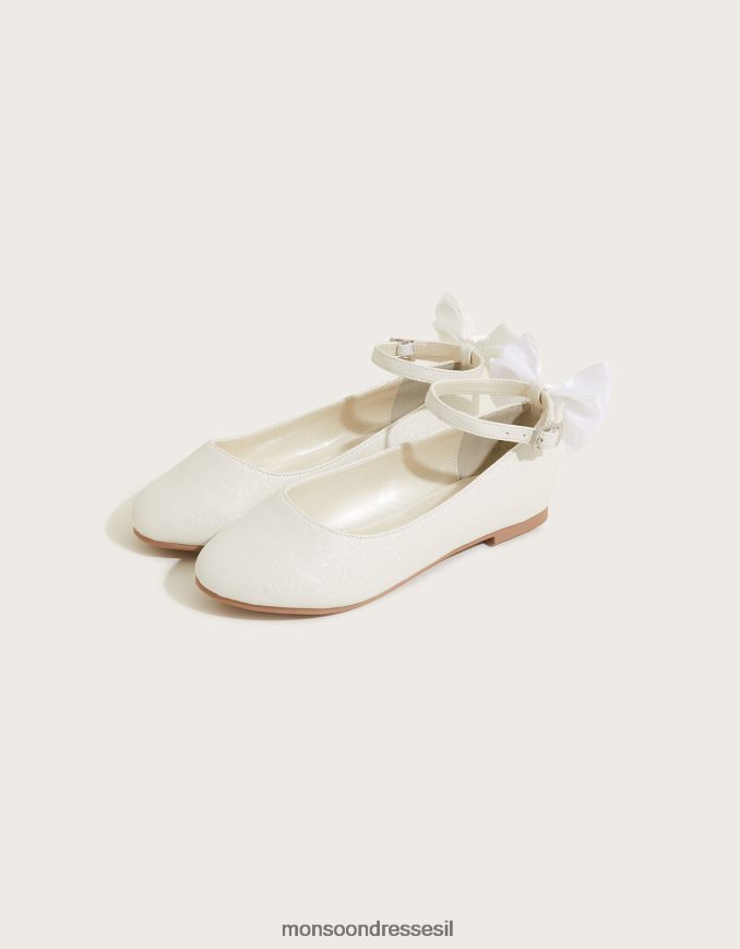 הַנעָלָה Monsoon נעלי בלרינה עם קשת אורגנזה שֶׁנהָב ילדה HTJ0TZ2338