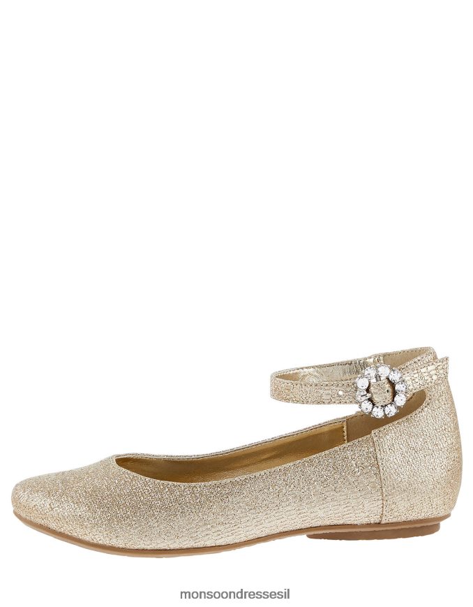 הַנעָלָה Monsoon דירות בלרינה מטאליות עם אבזם מעוטר זהב ילדה HTJ0TZ2351