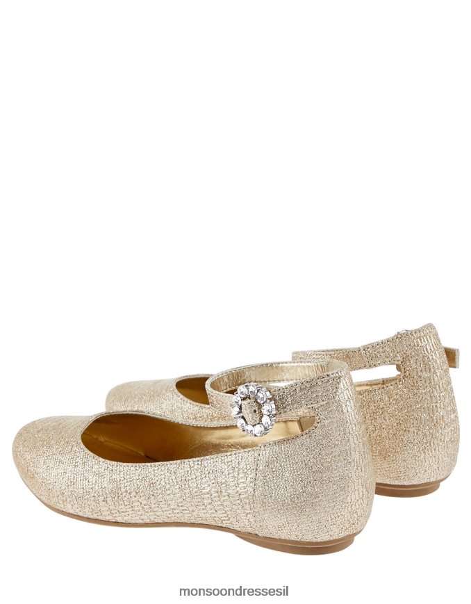 הַנעָלָה Monsoon דירות בלרינה מטאליות עם אבזם מעוטר זהב ילדה HTJ0TZ2351