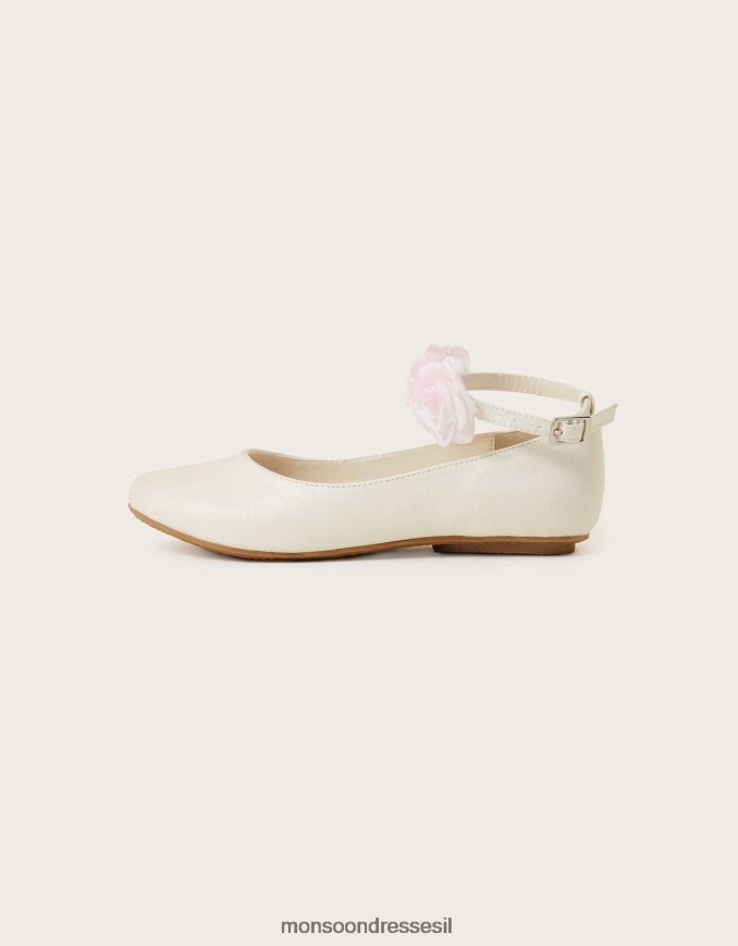 הַנעָלָה Monsoon נעלי בלרינה ניגודיות קרסול שֶׁנהָב ילדה HTJ0TZ2352