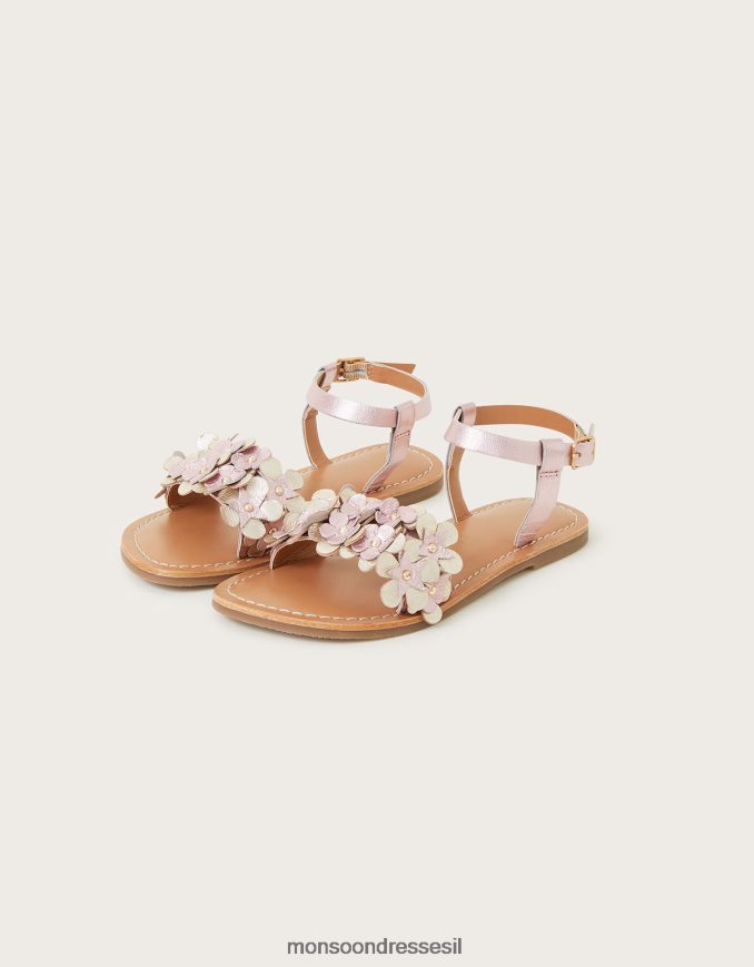 הַנעָלָה Monsoon סנדלי פרחי עור וָרוֹד ילדה HTJ0TZ2353