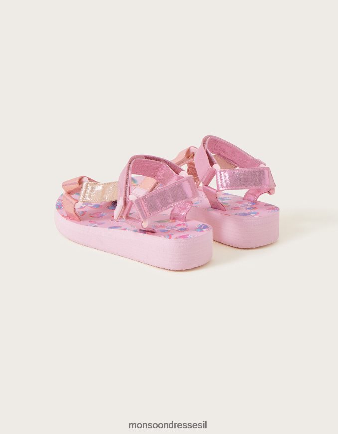 הַנעָלָה Monsoon סנדלי טרקר עם הדפס פרפר וָרוֹד ילדה HTJ0TZ2372