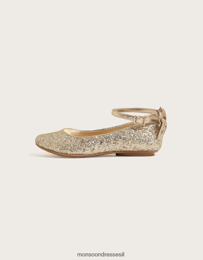 הַנעָלָה Monsoon נעלי בלרינה עם קשת נצנצים זהב ילדה HTJ0TZ2386