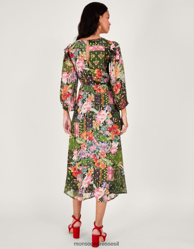 הַלבָּשָׁה Monsoon שמלת מעטפת מתכתית של אנסטסיה בוויסקוזה בת קיימא ירוק נשים HTJ0TZ238