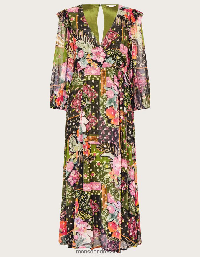 הַלבָּשָׁה Monsoon שמלת מעטפת מתכתית של אנסטסיה בוויסקוזה בת קיימא ירוק נשים HTJ0TZ238