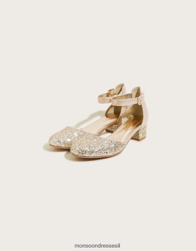 הַנעָלָה Monsoon נעלי עקב שני חלקים מנצנץ זהב ילדה HTJ0TZ2392