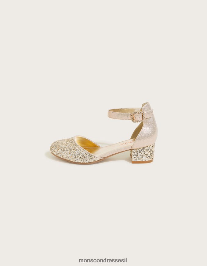 הַנעָלָה Monsoon נעלי עקב שני חלקים מנצנץ זהב ילדה HTJ0TZ2392