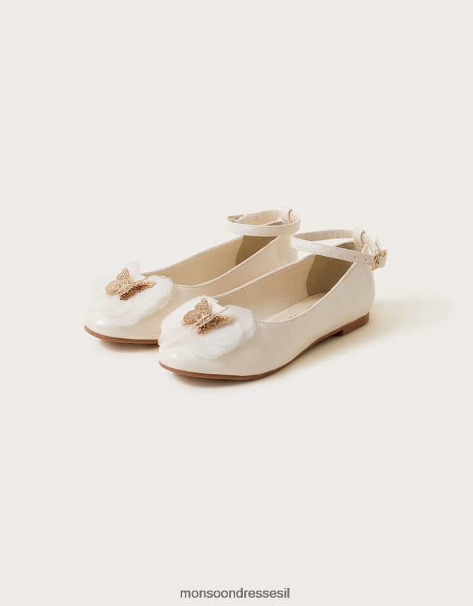 הַנעָלָה Monsoon קאלי פטנט פרפר בלרינה דירות שֶׁנהָב ילדה HTJ0TZ2396