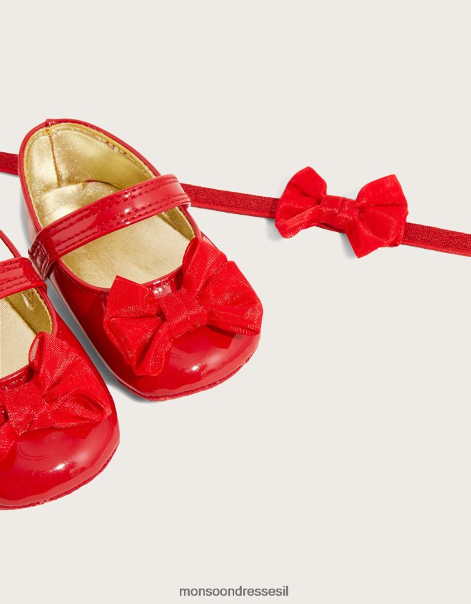 הַנעָלָה Monsoon נעלי קשת פטנט עם בנדו אָדוֹם יְלָדִים HTJ0TZ2398