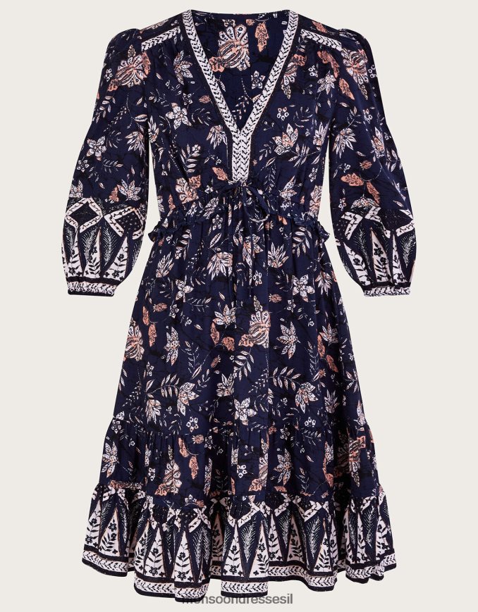 הַלבָּשָׁה Monsoon שמלת ברך פרחונית כחול (צי) נשים HTJ0TZ23