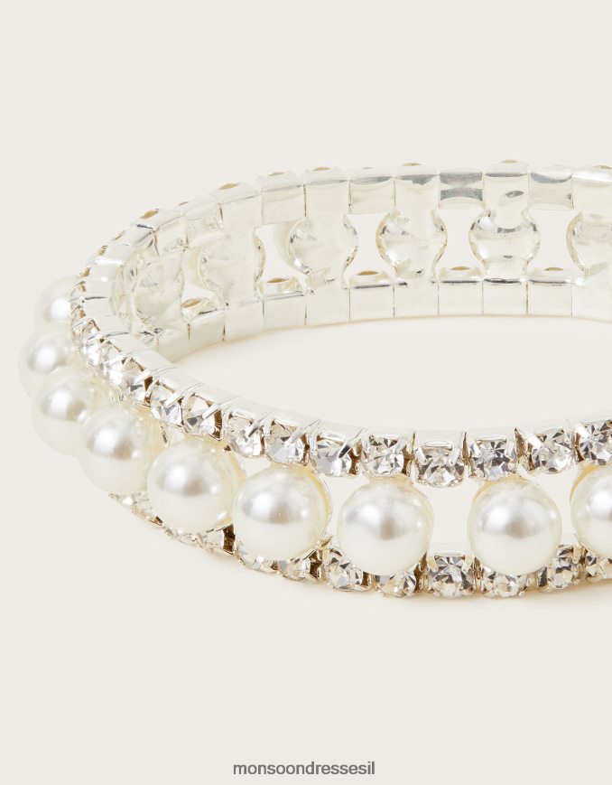 אבזר Monsoon צמיד מתיחה של יהלומי פנינה מסוגנן ילדה HTJ0TZ2408