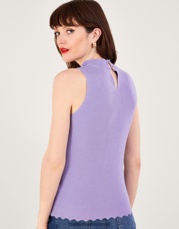 הַלבָּשָׁה Monsoon גופיית צווארון צלעות סגול (לילך) נשים HTJ0TZ240