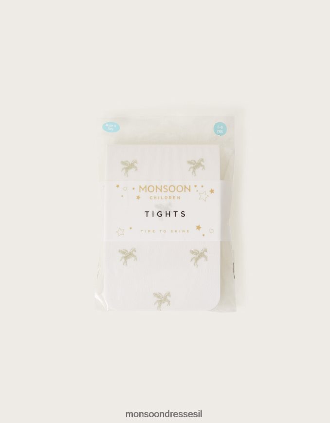 אבזר Monsoon גרביונים בהדפס חד קרן נצנצים זהב ילדה HTJ0TZ2420