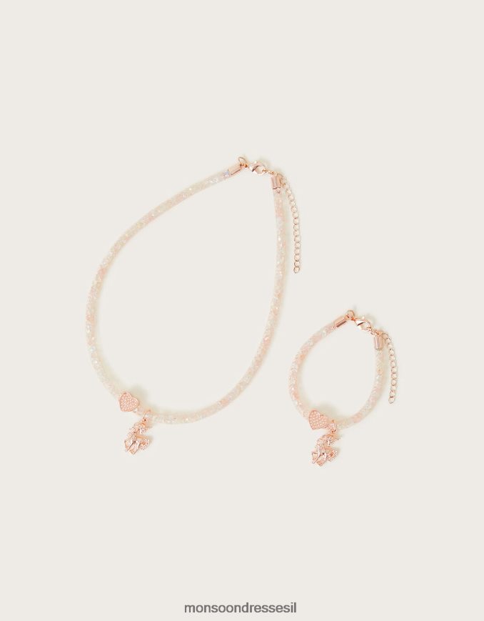 אבזר Monsoon סט שרשרת וצמיד עטוף חד קרן מסוגנן ילדה HTJ0TZ2421