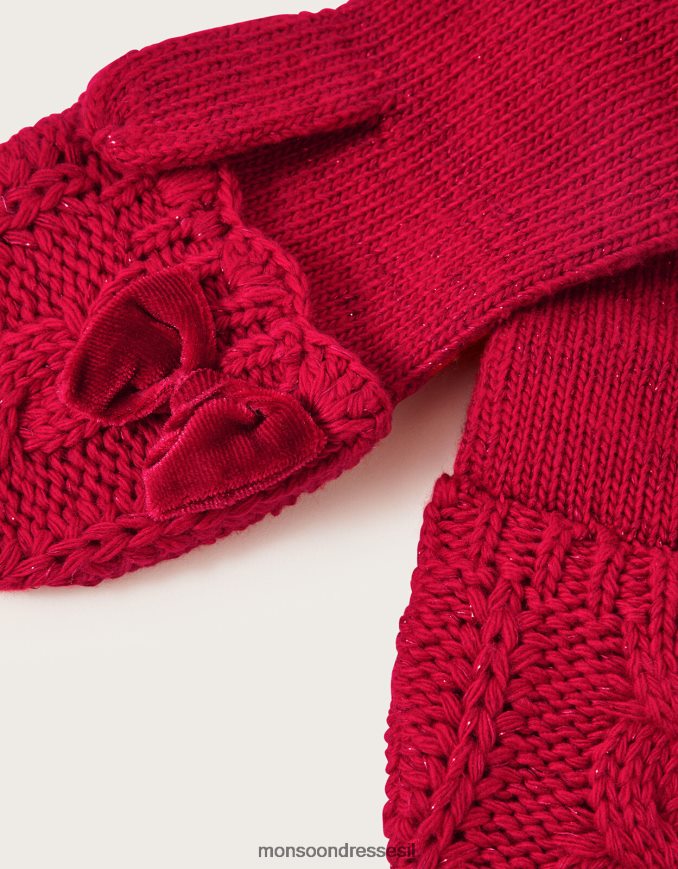 אבזר Monsoon כפפות מכוסות קשת אָדוֹם יְלָדִים HTJ0TZ2438