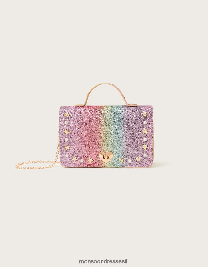 אבזר Monsoon מעל תיק הילקוט הנוצץ הקשת בענן אופנה ילדה HTJ0TZ2449