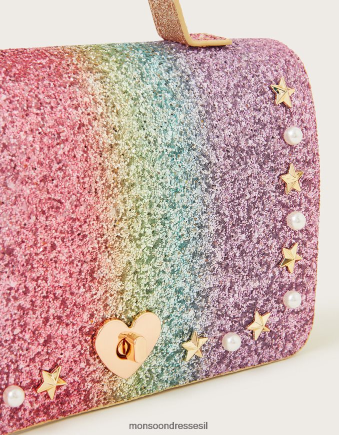 אבזר Monsoon מעל תיק הילקוט הנוצץ הקשת בענן אופנה ילדה HTJ0TZ2449