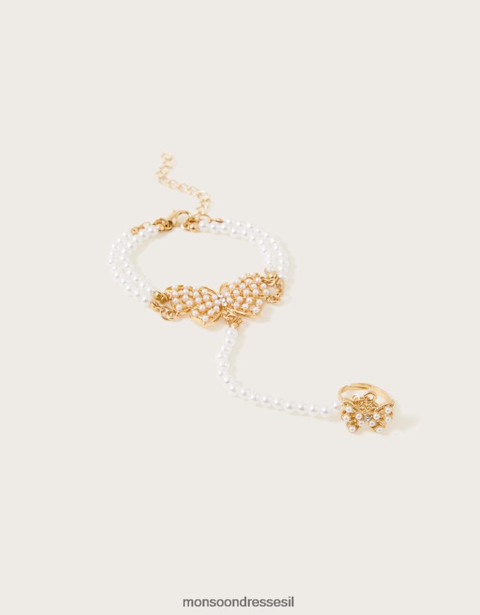 אבזר Monsoon סט צמיד וטבעות מקושרים לפרפר פנינה מסוגנן ילדה HTJ0TZ2470