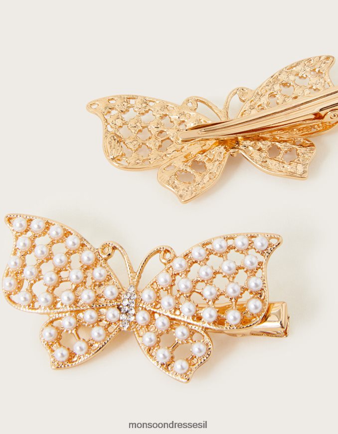 אבזר Monsoon אטבים לשיער פרפר פנינה סט של שניים אופנה ילדה HTJ0TZ2501