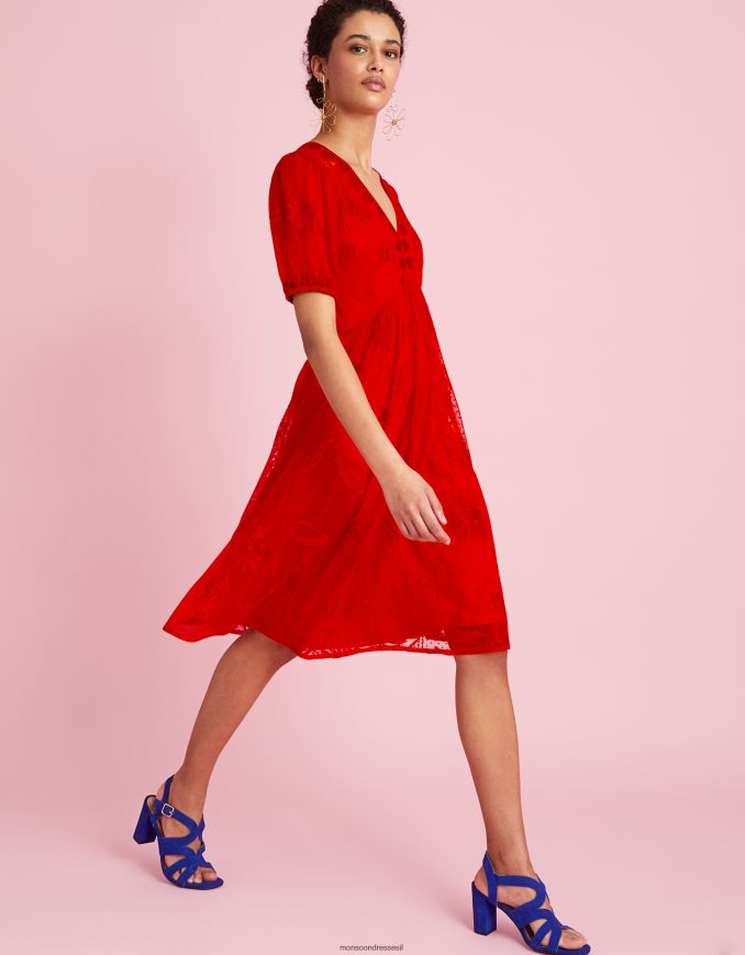 הַלבָּשָׁה Monsoon שמלה קצרה רקומה של נורה תפוז נשים HTJ0TZ253