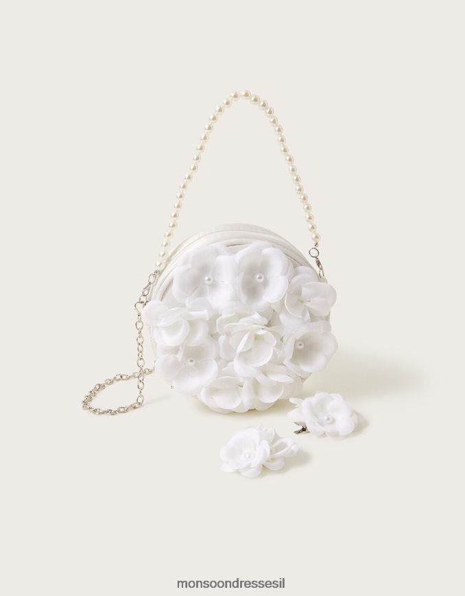 אבזר Monsoon סט תיק פרח פונפון פנינה וקליפסים לשיער אופנה ילדה HTJ0TZ2546