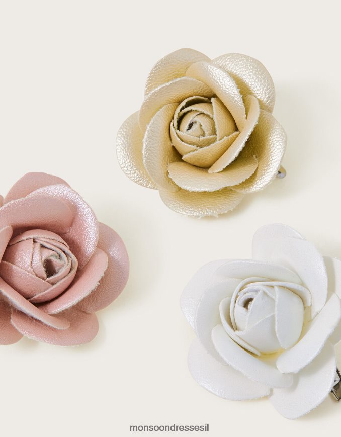 אבזר Monsoon קליפסים לשיער פרחי גן שימר סט של שלושה חַם ילדה HTJ0TZ2548