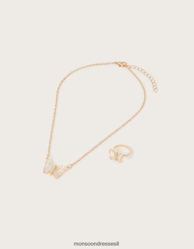 אבזר Monsoon סט שרשרת וטבעת פרפר תכשיט מסוגנן ילדה HTJ0TZ2556