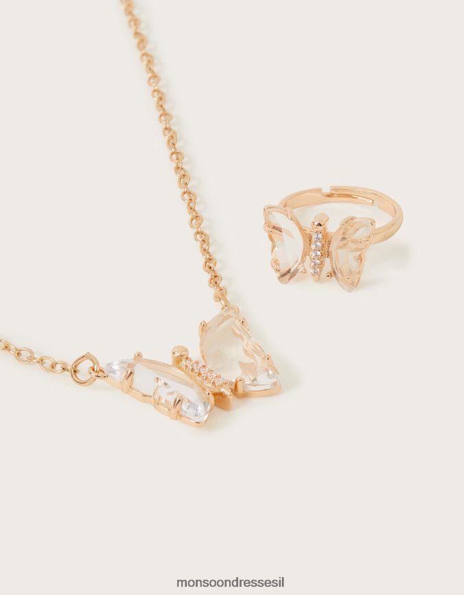 אבזר Monsoon סט שרשרת וטבעת פרפר תכשיט מסוגנן ילדה HTJ0TZ2556