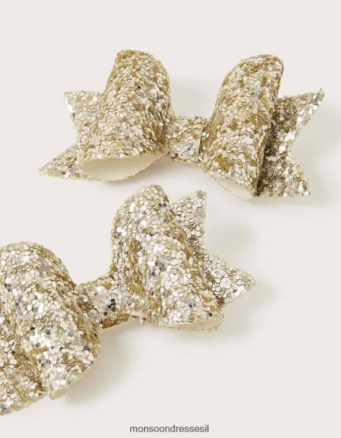 אבזר Monsoon אטבי שיער קשת נצנצים אבק כוכבים סט של שניים אופנה ילדה HTJ0TZ2561