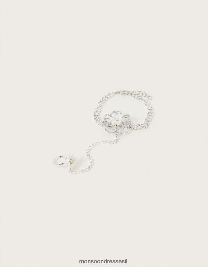 אבזר Monsoon סט צמיד וטבעות מקושרים לפרחי יהלומים מסוגנן ילדה HTJ0TZ2582
