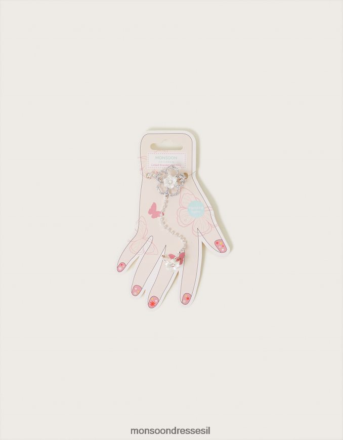 אבזר Monsoon סט צמיד וטבעות מקושרים לפרחי יהלומים מסוגנן ילדה HTJ0TZ2582