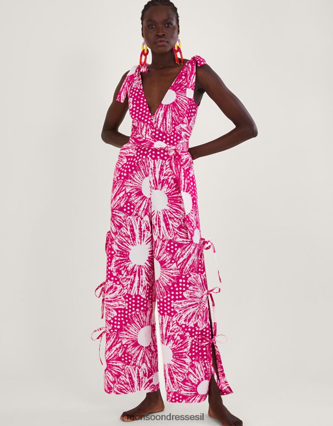 הַלבָּשָׁה Monsoon סרבל קשירה בהדפס מעורב של נאווה וָרוֹד נשים HTJ0TZ258