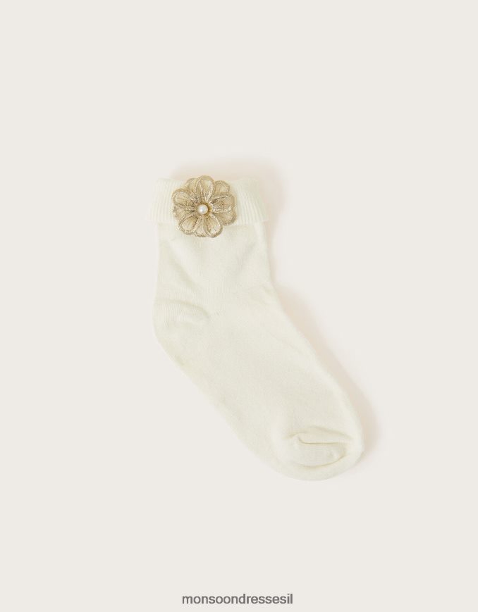 אבזר Monsoon גרבי פרחים תלת מימדיים שֶׁנהָב ילדה HTJ0TZ2601