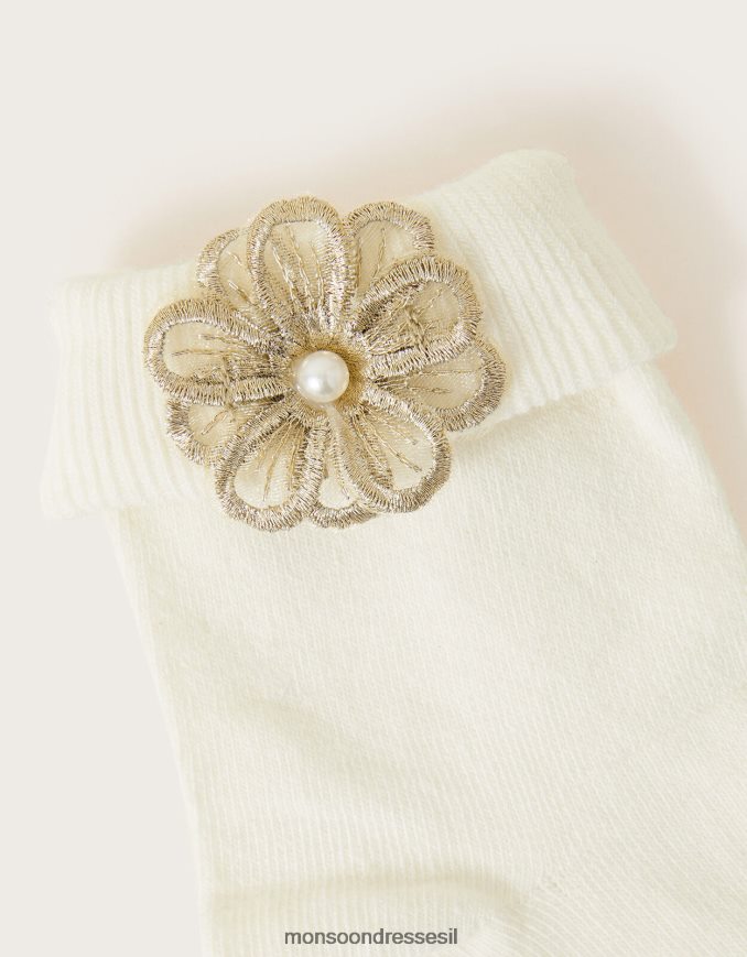 אבזר Monsoon גרבי פרחים תלת מימדיים שֶׁנהָב ילדה HTJ0TZ2601