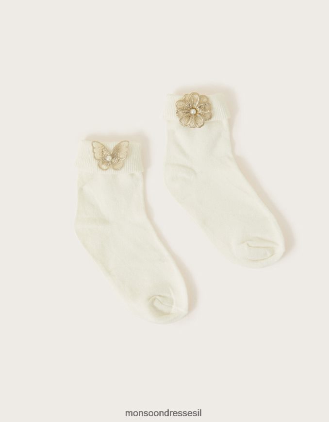 אבזר Monsoon גרבי פרפר ופרחים סט של שניים רַב ילדה HTJ0TZ2603