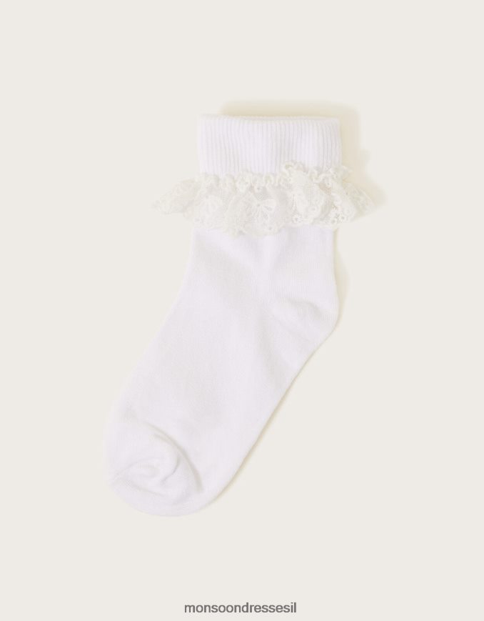 אבזר Monsoon גרבי תחרה פרחים לבן ילדה HTJ0TZ2614