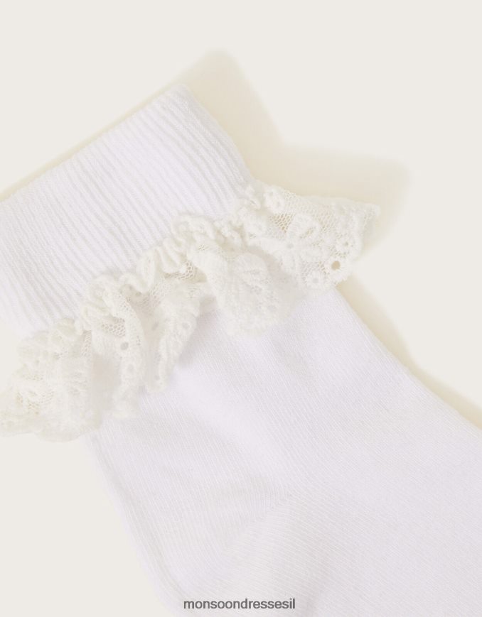 אבזר Monsoon גרבי תחרה פרחים לבן ילדה HTJ0TZ2614