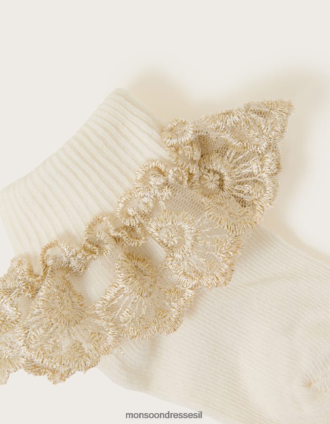 אבזר Monsoon גרבי תחרה נוצצות לתינוק שֶׁנהָב ילדה HTJ0TZ2629