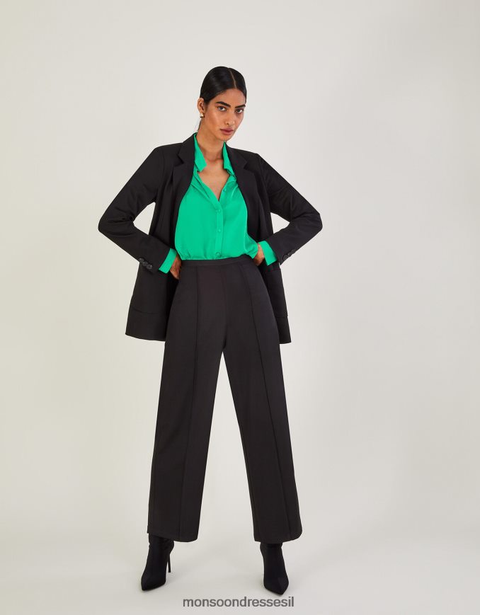 הַלבָּשָׁה Monsoon מכנסי לורן עם רגליים רחבות שָׁחוֹר נשים HTJ0TZ263