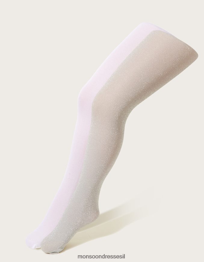 אבזר Monsoon סט טייץ מטאלי נוצץ של שניים כסף ילדה HTJ0TZ2643